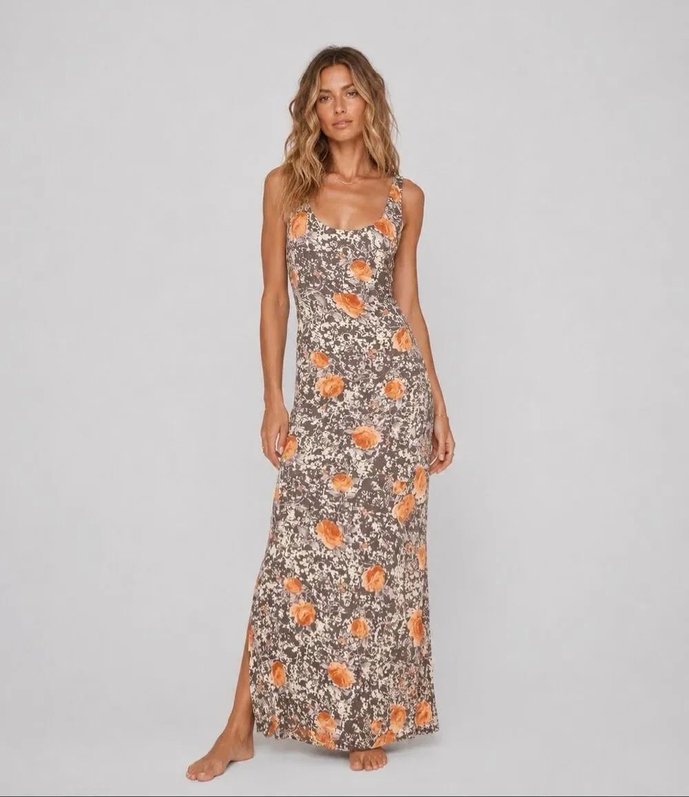 NWT For Love & Lemons Floral Open Back Maxi Dress M (146)